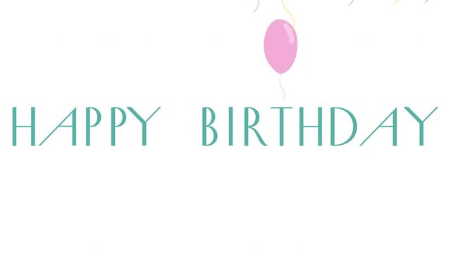 Happy birthday moving animation, looping and seamless animated video. Bright flying balloons holiday celebration 4K intro or background.