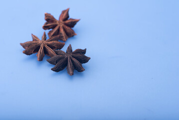 Star anise isolated over blue background