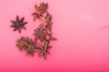 Star anise isolated over red background