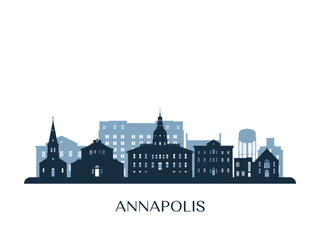 Annapolis skyline, monochrome silhouette. Vector illustration.