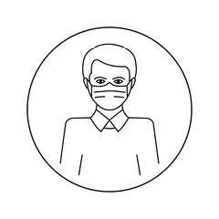 Man in tib mask. Virus protection
