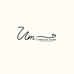 UM initials signature logo. Handwriting logo vector templates. Hand drawn Calligraphy lettering Vector illustration.