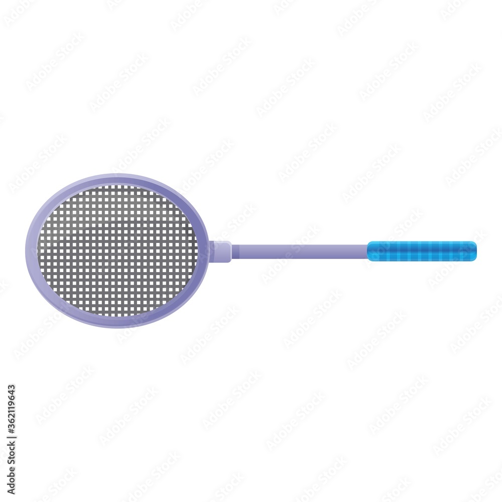 Poster badminton racket icon. cartoon of badminton racket vector icon for web design isolated on white back