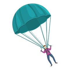 Flying parachute icon. Cartoon of flying parachute vector icon for web design isolated on white background