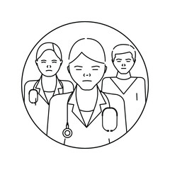 Tired doctors pandemic virus icon design vector