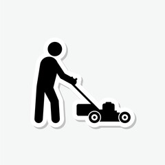 Lawn Mower, Gardening Grass Cutter sticker isolated on gray background