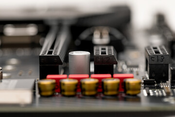 Naklejka premium Computer motherboard close up