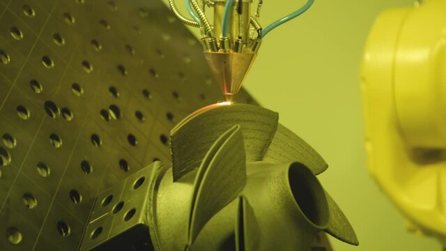 3D metal printer produces a steel part.