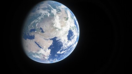 Naklejka na ściany i meble View of planet earth from space, detailed planet surface, science fiction wallpaper, cosmic landscape 3D render