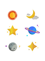Weather Icons Collection. Temperature, Cloud, Sky Symbols, Emojis Set