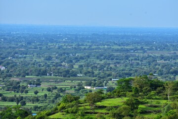Fototapeta na wymiar aerial view of the rural countryside meeting horizon