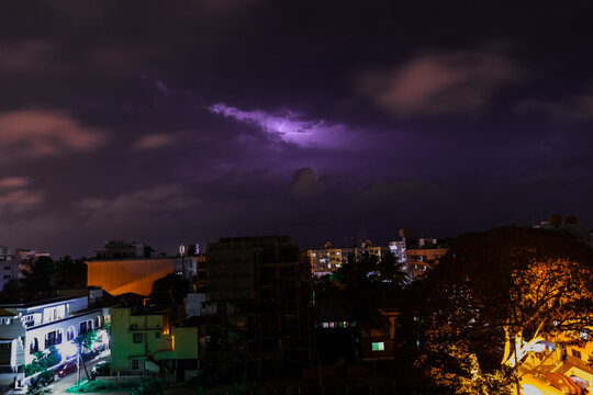 lightning over city