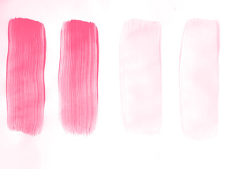 Paint Stroke. Plastic pink Lip Gloss Mark. Pink Acrylic Stroke. On White Background. Artistic Dirty Painting. Plastic pink Nail Polish Stroke. Watercolor Splash On Cloth.