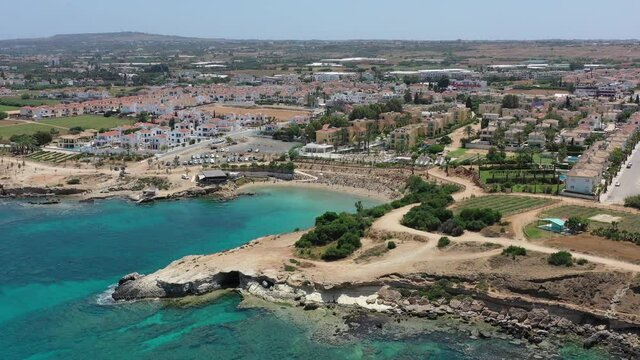 Cyprus coast with cliffs aerial view