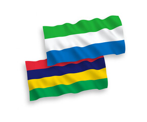 Flags of Mauritius and Sierra Leone on a white background