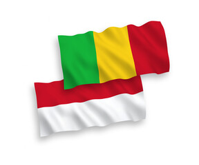 Flags of Indonesia and Mali on a white background