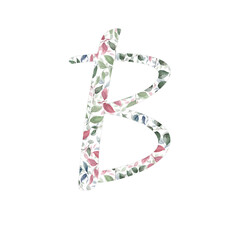 Capital letter B for text design, holiday cards, decor and design of text messages, wedding invitations.
