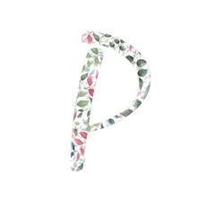 Capital letter P for text design, holiday cards, decor and design of text messages, wedding invitations.