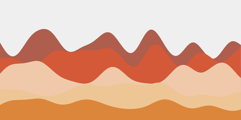 Abstract soft red hills background. Colorful waves cool vector illustration.