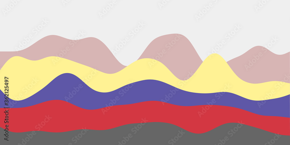 Poster abstract hills background with colorful waves. creative vector illustration of a mountain landscape.