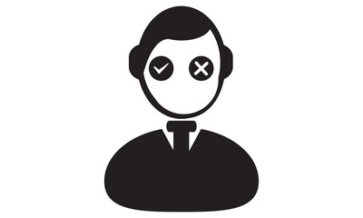 Confusion in decision making icon. vector graphics 