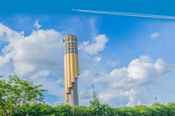 Tower of Roi Et city observatory, the symbol of local musical instrument, new Landmark in Roi Et Province, The public properties in Roi et province, Thailand.