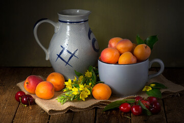 still life with fruits and berries food
