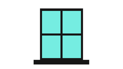 illustration of opened window with blue background isolated on white