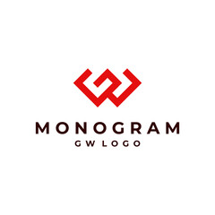Obraz premium GW logo vector modern simple monogram with red color and white background