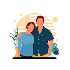 portrait of sweet couple character, flat design concept, vector illustration