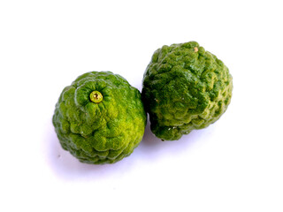 Kaffir Lime or Citrus hystrix on white background