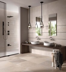 Modern bathroom, seamless design, luxurious interior background.