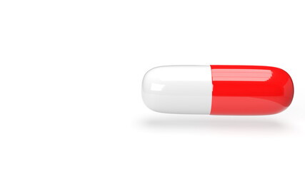red white capsule 3d rendering for medical content.