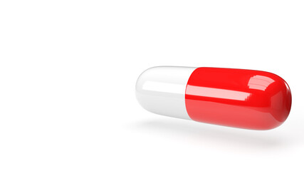 red white capsule 3d rendering for medical content.