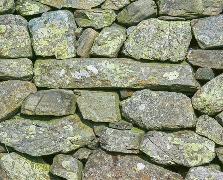 Dry stone field wall in rural England, useful background texture
