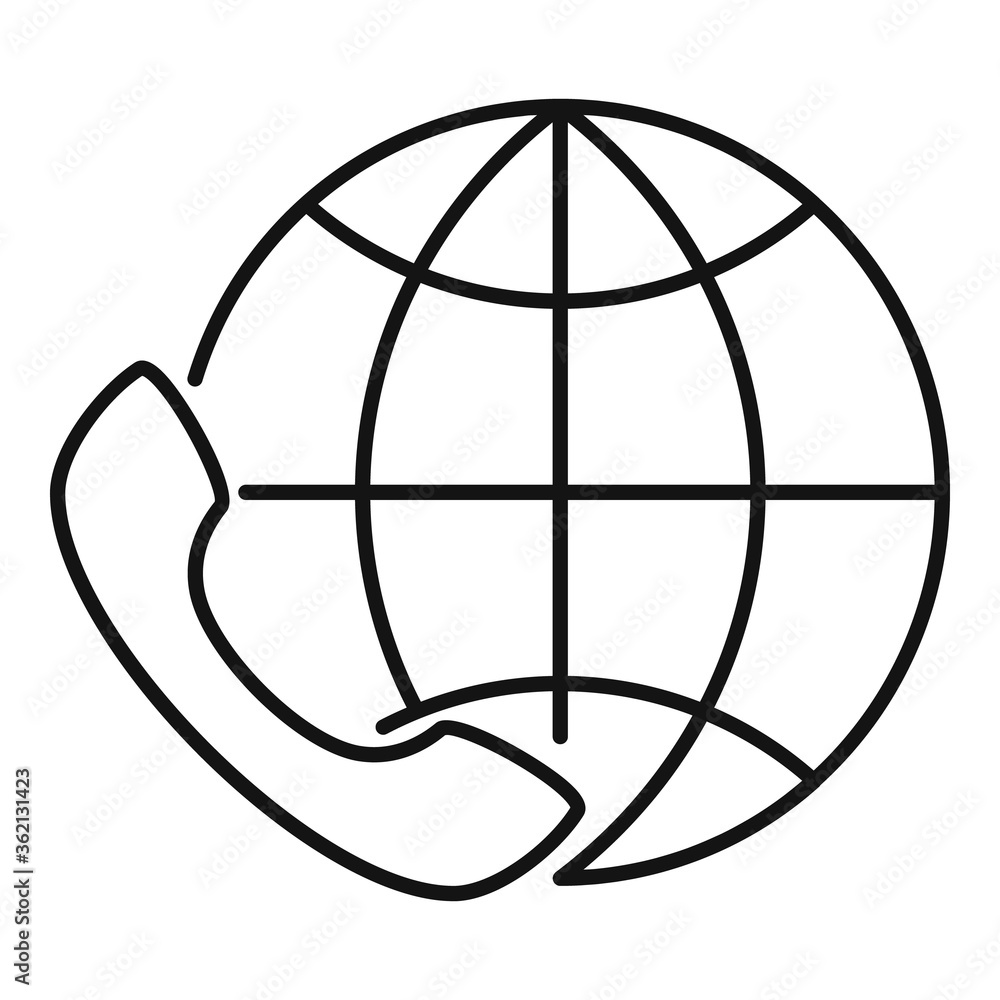 Poster global service center icon. outline global service center vector icon for web design isolated on whi
