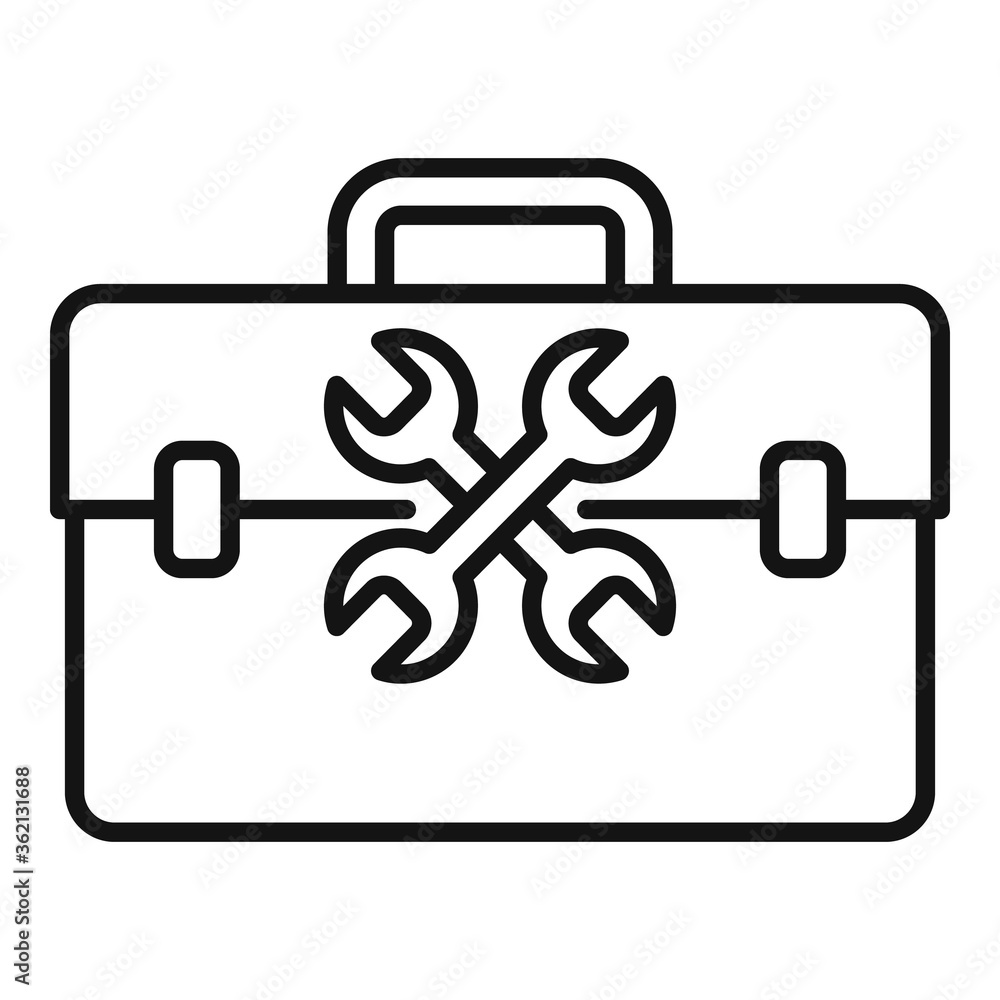 Poster service center tool box icon. outline service center tool box vector icon for web design isolated on