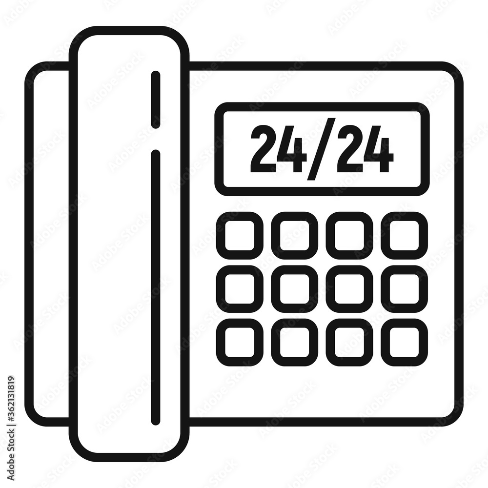 Poster call any hour center icon. outline call any hour center vector icon for web design isolated on white