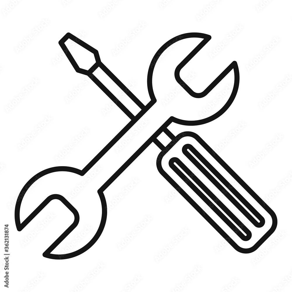 Poster service center tools icon. outline service center tools vector icon for web design isolated on white
