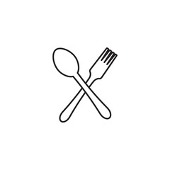 Fork spoon cross line icon vector