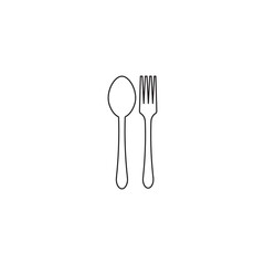 Fork spoon line icon vector