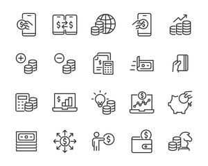 set of finance icons, money, bank, payment