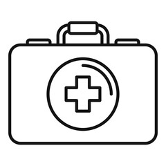 Fototapeta premium First aid kit bag icon. Outline first aid kit bag vector icon for web design isolated on white background