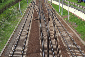 Fototapeta premium Numerous railway tracks. Rails and sleepers