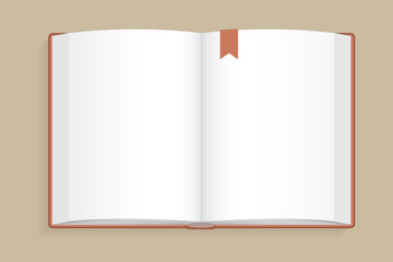 Vector illustration. Blank open book. Top view. 