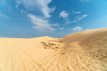 Fototapeta na wymiar Bau Trang sand dunes, sub-Sahara desert in Binh Thuan province, Vietnam