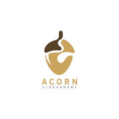 Acorn OAK inspiration simple logo ilustration vector icon template