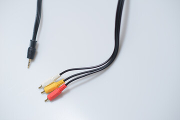 Cable Audio video cable RCA jack isolated on white