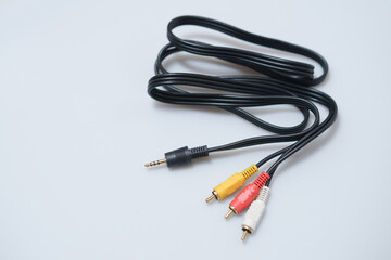 Cable Audio video cable RCA jack isolated on white