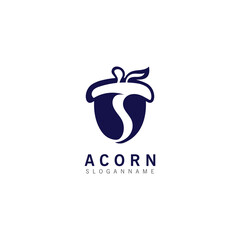 Acorn OAK inspiration simple logo ilustration vector icon template